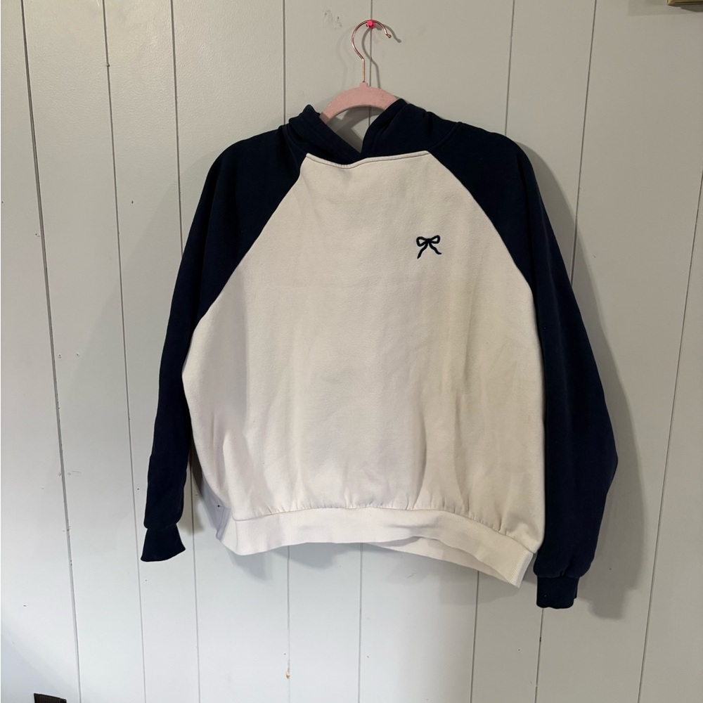 Edikted Navy and Cream Hoodie
